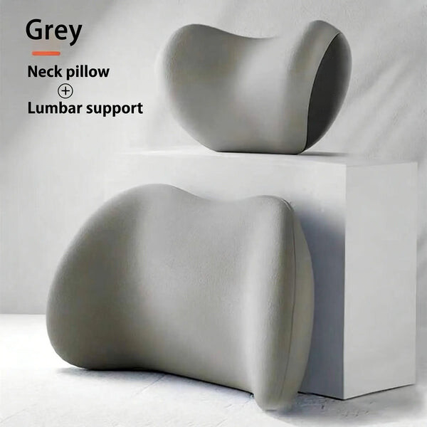 NIRACL Car Driving Car Pillow Set Neck and Waist Black Foam Neck Pillow Memory Lumbar Pillow